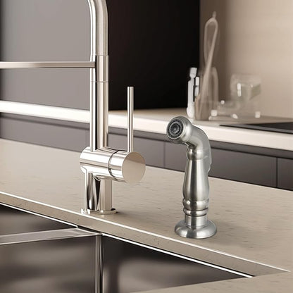 Hygie Rinse Universal Sink Sprayer Attachment for Kitchen Faucet, Kitchen Side Sprayer Head Compatible with Delta, Moen, Kohler and Other OEM Brands Pull Out Spray Head, Brushed Nickel, Classic Design