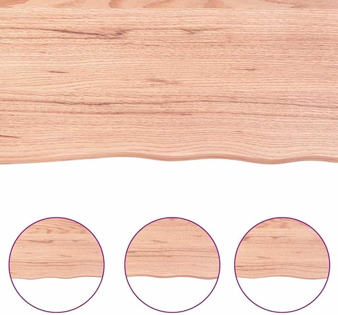 Solid Oak Live Edge Tabletop 63 x 19.7 x 1.6 in, Varnished Butcher Block Countertop for Dining Room, Workbench, Foldable Desk Surface, Indoor Use