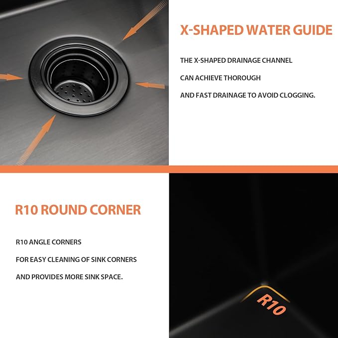 30 Inch Undermount Kitchen Sink Black 18 Gauge Stainless Steel Under Counter Sink Single Bowl Deep Handmade Single Bowl Kitchen Sink,30"x18"x9"