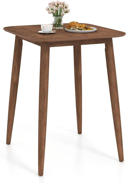 COSWTAY 36 Inch Counter Height Dining Table, Solid Rubber Wood Farmhouse Kitchen Table with Sturdy Pedestal Base, Walnut Finish