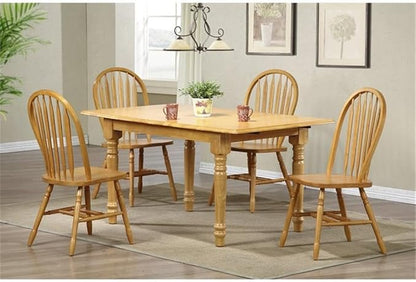 Pemberly Row Arrowback Dining Side Chair, Set of 2, Solid Wood Construction, Light Oak Finish, 38 in Tall, Ergonomic Shield Seat, Farmhouse Style Kitchen or Dining Room Seating