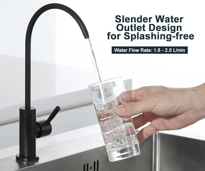 ESOW Kitchen Water Filter Faucet, 100% Lead-Free Drinking Water Faucet Fits Most Reverse Osmosis Units or Water Filtration System in Non-Air Gap, Stainless Steel 304 Body Matte Black Finish