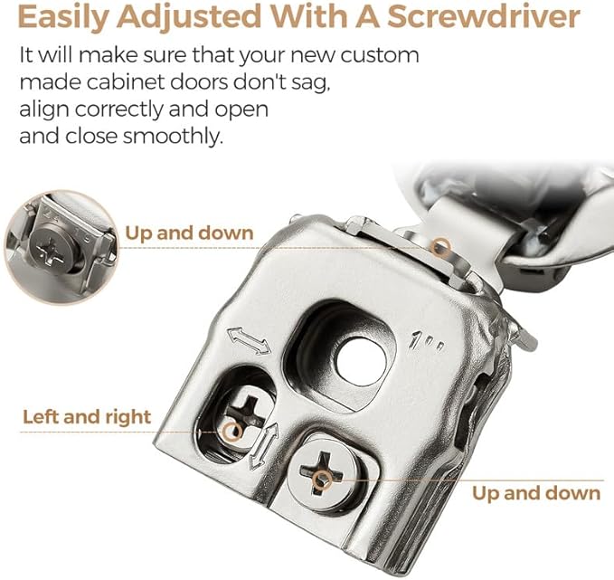 2 Pack 1 Pair 1 inch Overlay Soft Close Hinges for Kitchen Cabinet Hinges Satin Nickel Hidden Hinges Stainless Steel Concealed Hinge self Closing