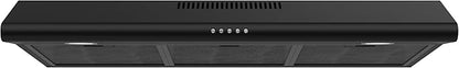 FIREGAS 36 Inch Black Under Cabinet Range Hood, 300 CFM Ducted/Ductless Convertible Kitchen Hood with 3-Speed Stove Vent Fan, LED Lights, Aluminum Filters & Charcoal Filters