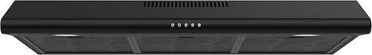FIREGAS 36 Inch Black Under Cabinet Range Hood, 300 CFM Ducted/Ductless Convertible Kitchen Hood with 3-Speed Stove Vent Fan, LED Lights, Aluminum Filters & Charcoal Filters