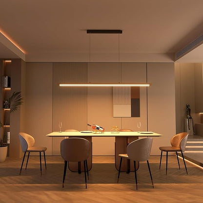 2 Pack 54" Linear Pendant Light Aluminum, 40W Gold Dimmable Kitchen Island Lighting with Remote App Control, Adjustable CCT (3000K-6000K), Modern Chandelier for Home Office Dining Room Study