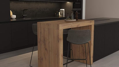 Mobili Fiver Evolution Tall Kitchen Bar Table Made in Italy | Space Saving, Counter Height Table for 4 | Modern Breakfast Bar Counter Top w/Cable Holder | Ashwood Black | 47,2 in x 23,6" in
