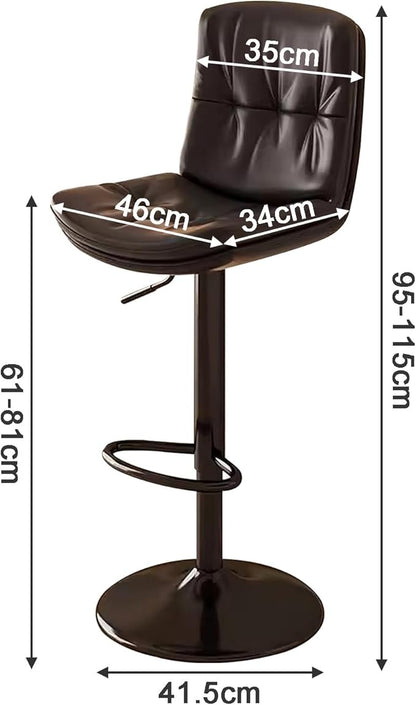 Counter Height s with Back, Faux Leather Adjustable Chairs for Kitchen Island,Black-Black Leg