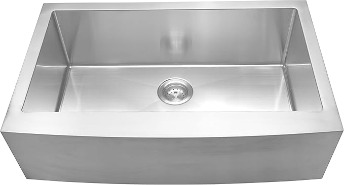 MSI 33 inch Undermount Single Bowl Farmhouse Apron Stainless Steel Kitchen Sink and Strainer, 16 Gauge
