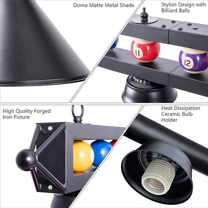 Wellmet 4 Lights Pool Table Light, 70inch Billiard Lighting Fixture with Lamp Shades for Pool Billiard Table, Industrial Hanging Pendant Light Chandelier for Game Room, Kitchen, Dining Room