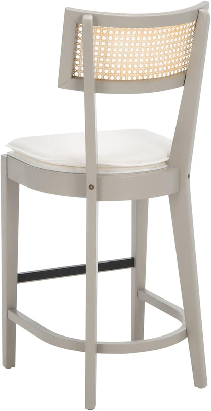 SAFAVIEH Home Collection Galway Grey/Natural 27-inch Seat Height Counter Stool for Kitchen Island Breakfast Nook