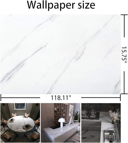 BAYYA White Marble Wallpaper Peel Stick Countertop Contact Paper White Granite Bathroom Kitchen Marble Paper Self Adhesive Vinyl Counter Top Covers Waterproof Decorative Furniture Wall Stickers