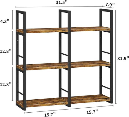 31.5 Inch Floating Shelves, 6 Tier Wood Shelves for Wall, Heavy Duty Wide Wall Mount Shelves for Living Room Bedroom Kitchen Classroom, Rustic Brown
