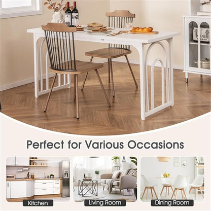 White 63" Rectangular Dining Table with Adjustable Foot Pads for Stability & Small Spaces, Narrow Kitchen Table, Space Saving Dining Tables, Kitchen Island Tables Stable Dining Table