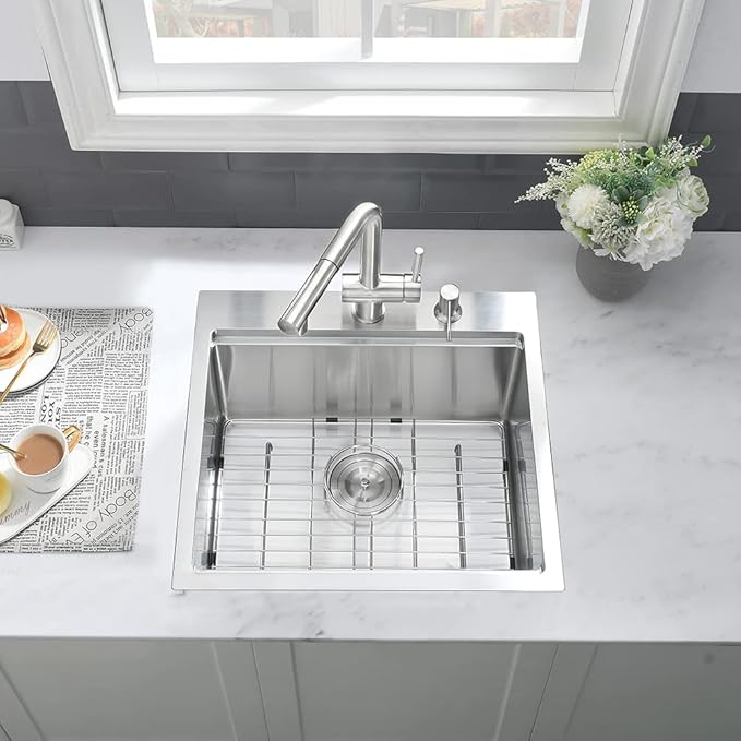 Bar Sink Drop In-VASOYO-18x18 Inch Small Kitchen Sink Drop In Rv Sinks 16 Gauge Stainless Steel Small Wet Bar Sinks Deep Single Bowl Outdoor Basin with Cutting Board