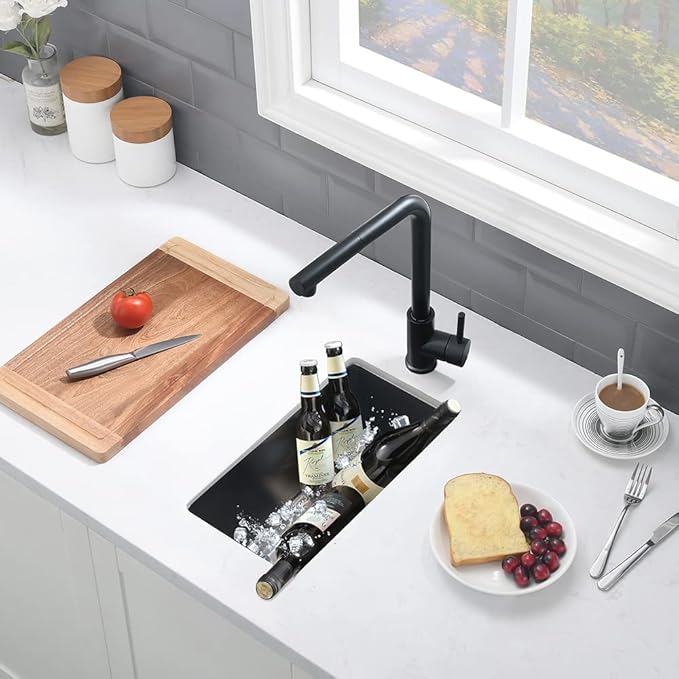 10 Inch Black Bar Sink Undermount-VASOYO 10x18 Small Kitchen Sink Undermount Wet Bar Sinks 16 Gauge Black Stainless Steel Single Bowl Deep Camping Rv Sinks Bowl with Bottom Grid&Drain