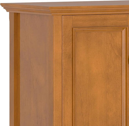 SIMPLIHOME Amherst Storage Cabinet - 66 inch Wide Solid Wood 4-Shelf Sideboard Cabinet in Light Golden Brown, Transitional Buffet for Living Room or Dining Room with 4 Doors and Adjustable Shelves