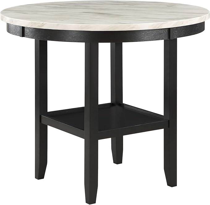 Transitional Style Bar Table with Light Gray Finish and Built-in Storage, Spacious Top for Home Bar or Kitchen Island, Rubber Wood, Antique White