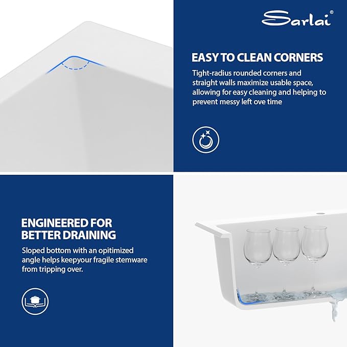 Sarlai Granite Composite Kitchen Sink 33 Inch White Kitchen Sink Drop In 33×22 Granite Kitchen Sinks Topmount White Quartz Classic Above Counter Single Bowl Basin