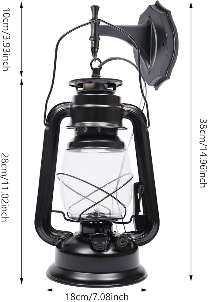 Rustic Wall Sconce Lantern Light, Set of 2 Vintage Wall Lamp, Industrial Wall Sconce, Farmhouse Wall Light Fixtures, Indoor Old Fashioned Lantern for Hallway Farmhouse Loft (Black, 2pcs)