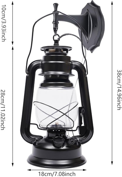 Rustic Wall Sconce Lantern Light, Set of 2 Vintage Wall Lamp, Industrial Wall Sconce, Farmhouse Wall Light Fixtures, Indoor Old Fashioned Lantern for Hallway Farmhouse Loft (Black, 2pcs)