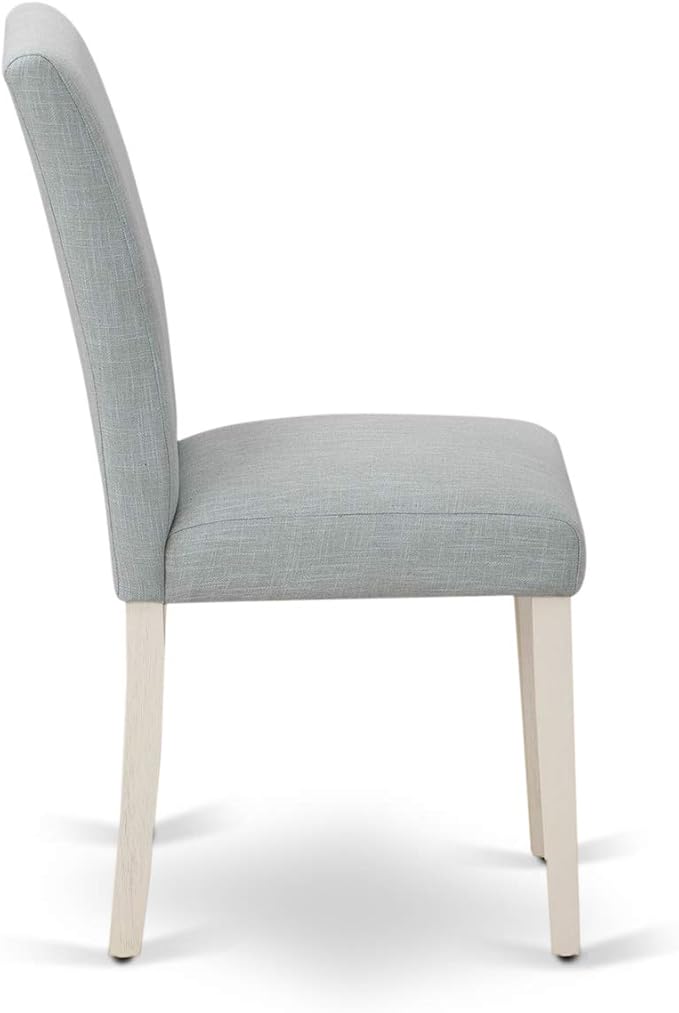 East West Furniture ABP0T15 Abbott Parson Dining Chairs - Baby Blue Linen Fabric Upholstered Chairs, Set of 2, Linen White