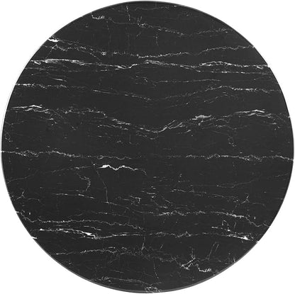 Modway Verne Round Artificial Marble 40" Dining Table in Gold Black