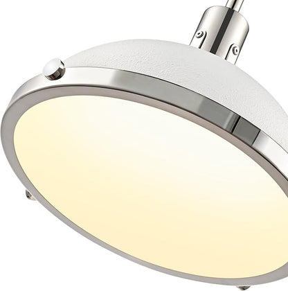 12.7 Inch White and Nickel Modern Pendant Lights, Mid Century Dome Kitchen Island Pendant Lighting, 1-Light Small Ceiling Hanging Light Fixture with Opal Glass Diffuser, Over Sink Table Bar