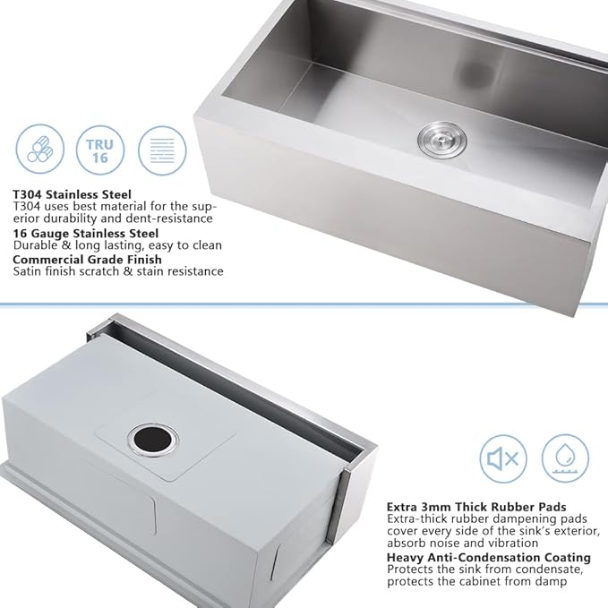 30 Inch Farmhouse Sink Stainless Steel-VASOYO 30x22 Farm Sink Apron Front Farmhouse Kitchen Sinks Workstation 16 Gauge Stainless Steel Single Bowl Kitchen Sinks Undermount with Cutting Board