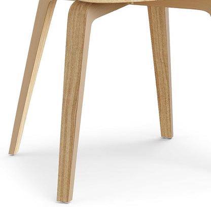 SIMPLIHOME Lowell Dining Chairs - Upholstered Light Natural Oak Bentwood Frame and Linen-Style Fabric Kitchen Chair in Blue, Modern Dining Room Seating with Curved Back and Padded Seat