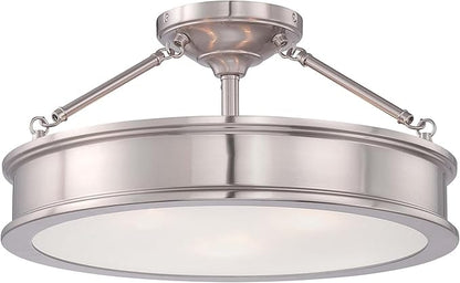 Minka Lavery 4177-84 Harbour Point Semi-Flush, 3-Light, 300 Total Watts, 19-in H x 9.75-in W, Brushed Nickel