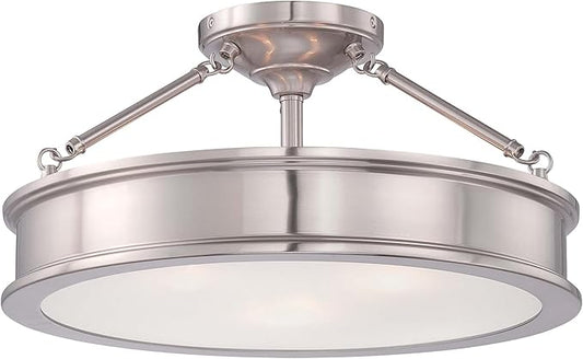 Minka Lavery 4177-84 Harbour Point Semi-Flush, 3-Light, 300 Total Watts, 19-in H x 9.75-in W, Brushed Nickel