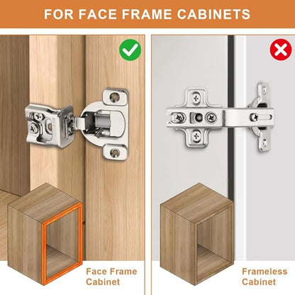 Probrico 20 Pair -40 Pcs 1-1/4 Inch Overlay Cabinet Hinges, Stainless Steel Soft Close Face Frame Hinges for Kitchen, Concealed Self-Closing Door Hinges