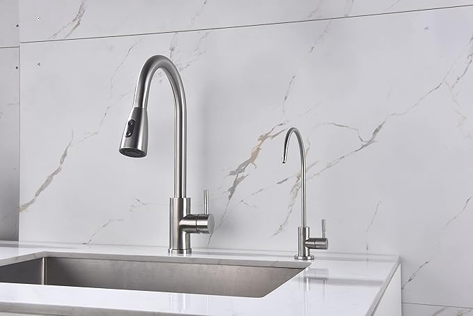 Drinking Water Faucet Brushed Stainless Steel, Kitchen Water Purifier Faucet for Non-Air Gap Reverse Osmosis Water Filtration System