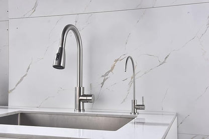 Drinking Water Faucet Brushed Stainless Steel, Kitchen Water Purifier Faucet for Non-Air Gap Reverse Osmosis Water Filtration System