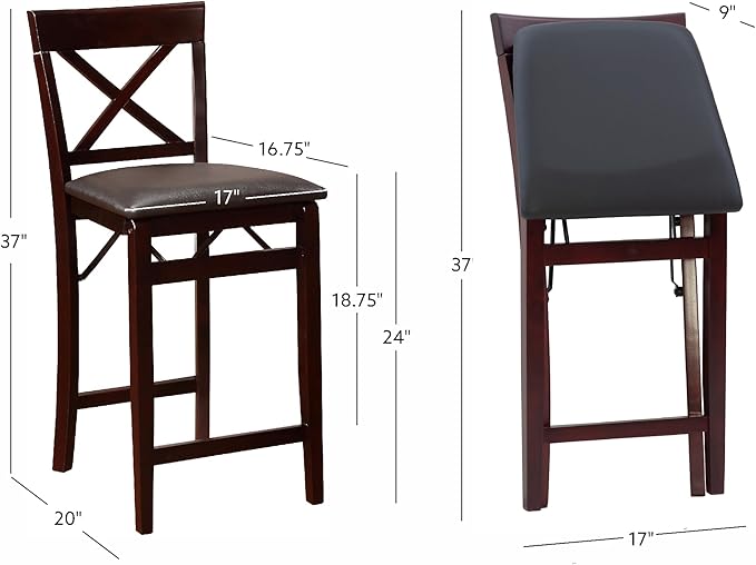 Linon Triena X Back Folding Counter Stool, Brown