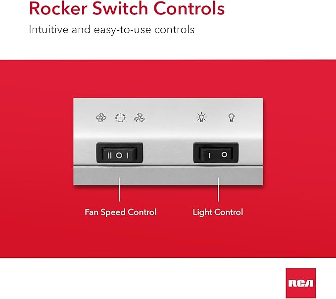 RCA R-RHUCC30SSS 30 in. Century Collection Ductless Under Cabinet Range Hood, Reusable Filter, Rocker Switch, Light, Stainless Steel