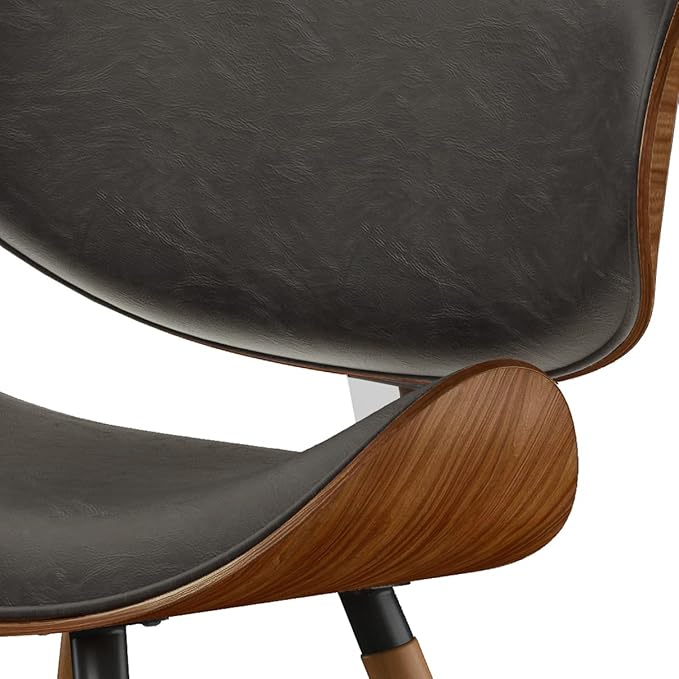 SIMPLIHOME Marana Dining Chairs - Upholstered Bentwood Back and Vegan Leather Kitchen Chair in Distressed Brown, Mid-Century Modern Dining Room Seating with Contoured Seat and Beech Wood Base