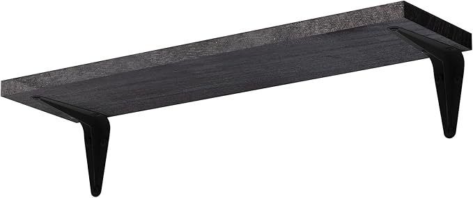 Wallniture Arras Wood Floating Shelves for Wall Storage, Small Bookshelf, Hanging Book Shelves for Living Room, Bedroom, Office, Burnt Finish, Set of 10 (Black)
