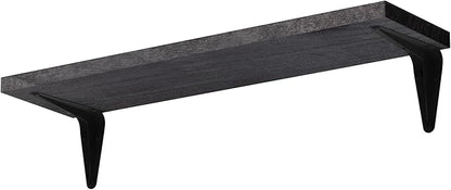 Wallniture Arras Wood Floating Shelves for Wall Storage, Small Bookshelf, Hanging Book Shelves for Living Room, Bedroom, Office, Burnt Finish, Set of 10 (Black)