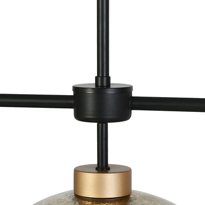 KSANA Kitchen Island Lighting, 3 Light Linear Chandelier with Mercury Dome Glass 44" Large Mid-Century Modern Pendant Light Black and Gold Chandelier for Dining Room