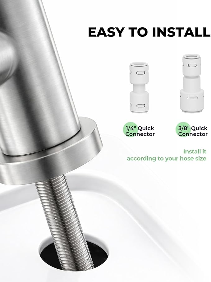 Drinking Water Faucets for Kitchen Sink, Water Filter Faucet for Reverse Osmosis or Water Filtration System, RO Bar Sink Faucet, Stainless Steel (Brushed Nickel)