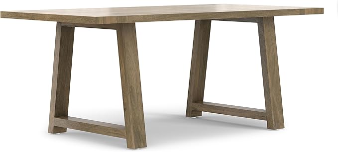 SIMPLIHOME Whitley Dining Table - 72 inch Wide Solid Mango Wood Rectangular Table in Grey Wash, Modern Farmhouse Style for Dining Room or Kitchen with Extra-Thick Trestle Base, Seats 6