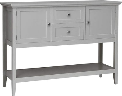 Giantex Buffet Sideboard, Wood Storage Cabinet, Console Table with Storage Shelf, 2 Drawers and Cabinets, Living Room Kitchen Dining Room Furniture, Wood Buffet Server (Grey)