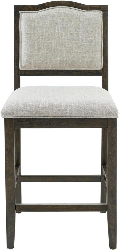 Counter Height Stools Set of 2 Rustic Pack with Rubber Wood Frame, Ergonomic Backrest, Versatile for Kitchen Island, Dining Room, Brown Backrest Room Cozy Gathering