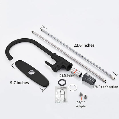 Single Handle Kitchen Faucet Stainless Steel Matte Black, Modern High Arc Kitchen Sink Faucet, Commercial Bar Sink Faucet One Hole with Deck