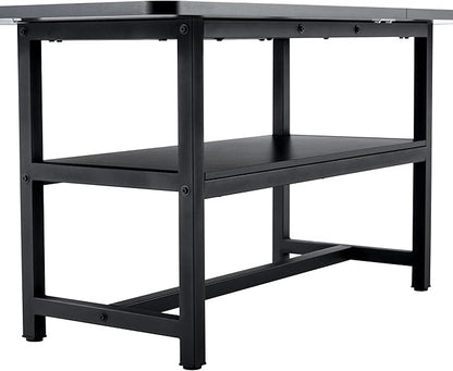 Dining Table Set with Storage and 6 Chairs, 71x35.4 Inch Black Grain Spliced Table with PU Upholstered Seats, Modern Mid-Century Style for Kitchen and Dining Room, Family Gatherings