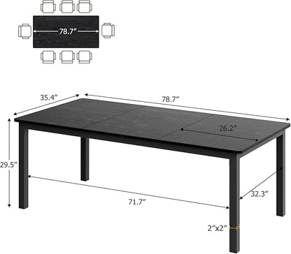 79 Inch Industrial Dining Table for 4-6 Person Rectangle Kitchen Table with Metal Legs,Round Corners, Writing Desk, for Modern Farmhouse, for Kitchen, Dining Room,Quick Assembly, Wood