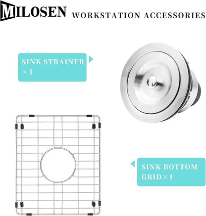 MILOSEN Black Undermount Bar Sink, 16x18 inch Small Kitchen Sink, Quartz Single Bowl Kitchen Sinks,Undermount Granire Composite Wet Bar Prep Kitchen Sink