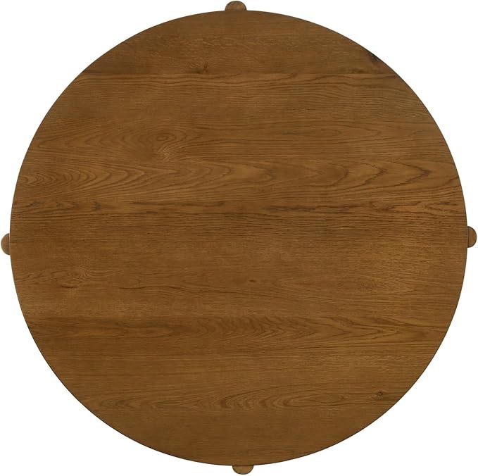 Round Dining Table Mid-Century Modern Wood Table with Cross Sled Base Sturdy Kitchen Dining Table Practical